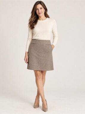 Ann Taylor Wool Blend Lined A-Line Skirt Taupe Size 14